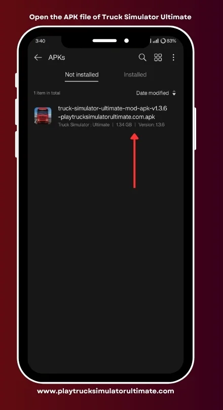 Open the APK file of Truck Simulator Ultimate